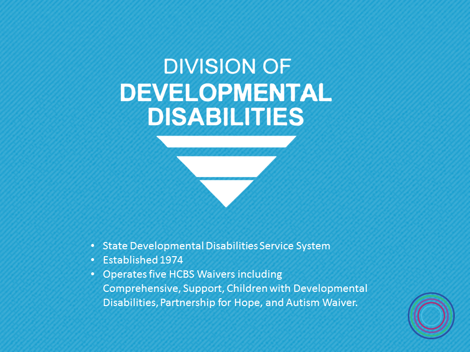 Graphic: Screenshot of DMH's powerpoint slide on the Innovations webinar LifeCourse Tools in Action: Implementation at all Levels in Missouri