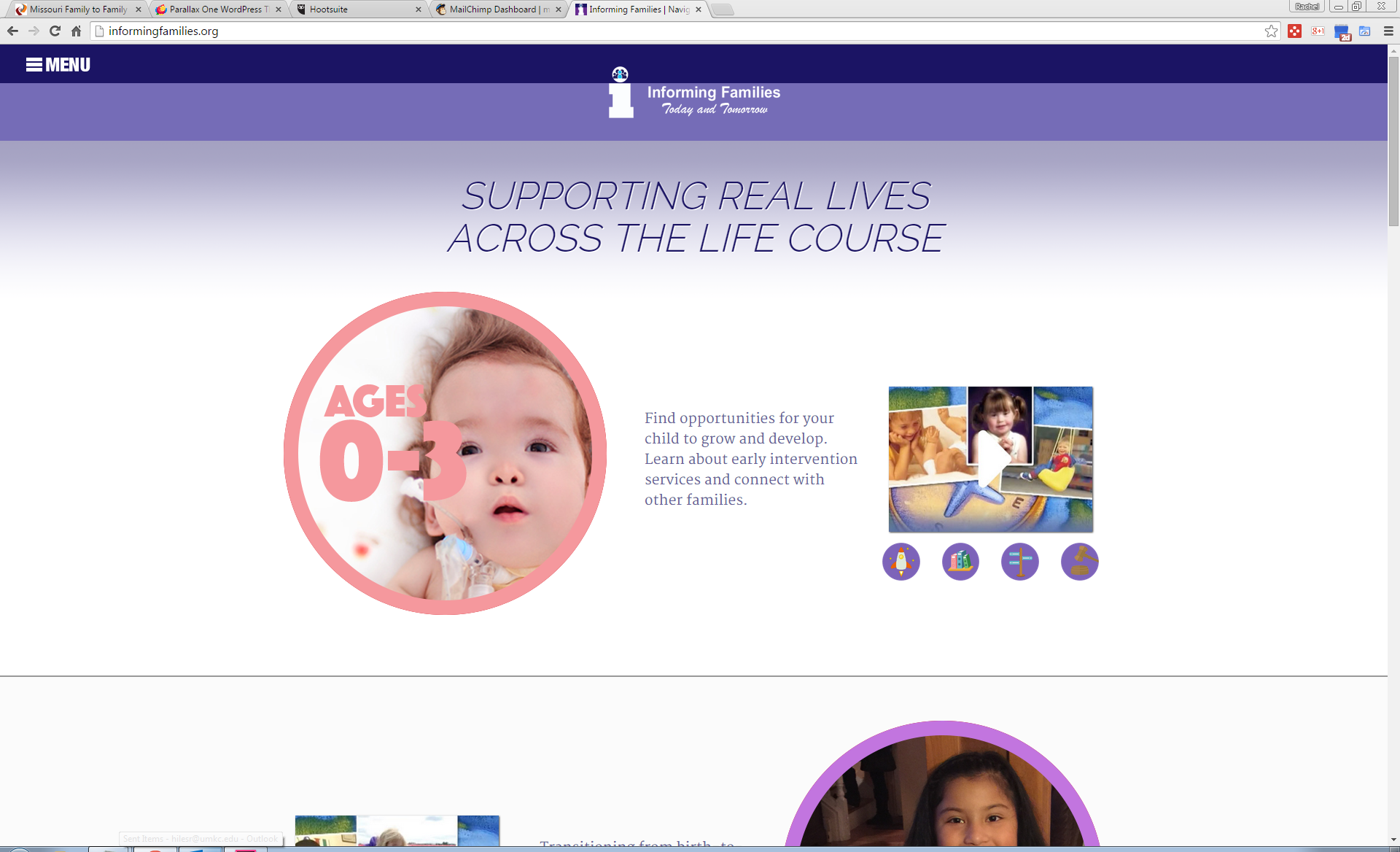 Graphic: Screenshot of informingfamilies.org, which uses the life stages from the LifeCourse framework